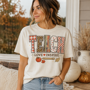 Fall Teacher Shirt, Teach Love Inspire Tee