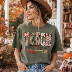Fall Teacher Shirt, Teach Love Inspire Tee