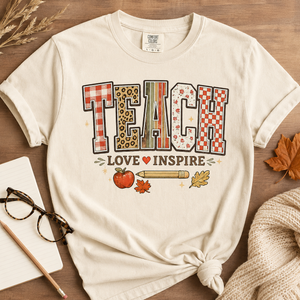 Fall Teacher Shirt, Teach Love Inspire Tee