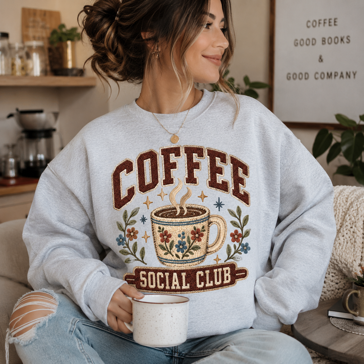Coffee Social Club Crewneck Sweatshirt - 4 Colors - STB Boutique