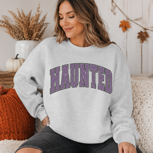 Distressed Haunted Crewneck Sweatshirt - 4 Colors