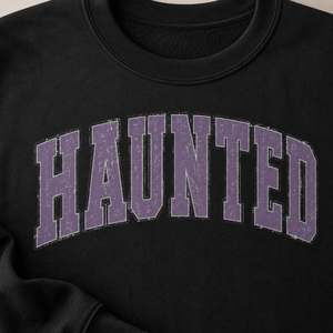 Distressed Haunted Crewneck Sweatshirt - 4 Colors
