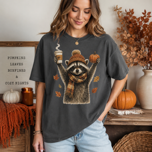 Fall Raccoon Tee - 3 Colors