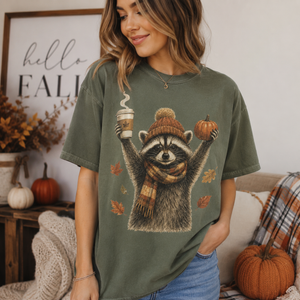Fall Raccoon Tee - 3 Colors