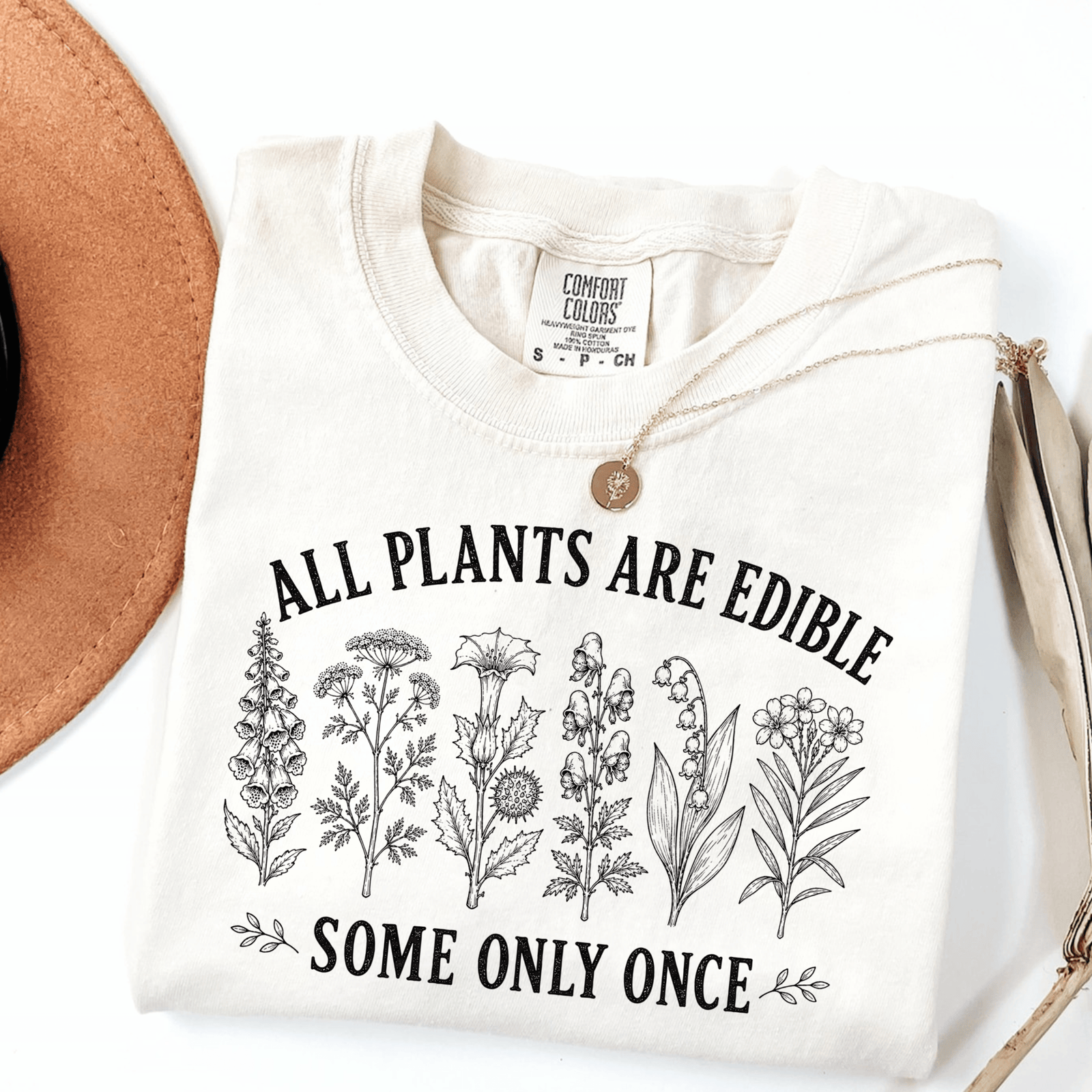 All Plants Are Edible Some Only Once Shirt, Funny Plant Lover Tee, Cottagecore Botanical Shirt, Gardener Gift, Comfort Colors Graphic Tee