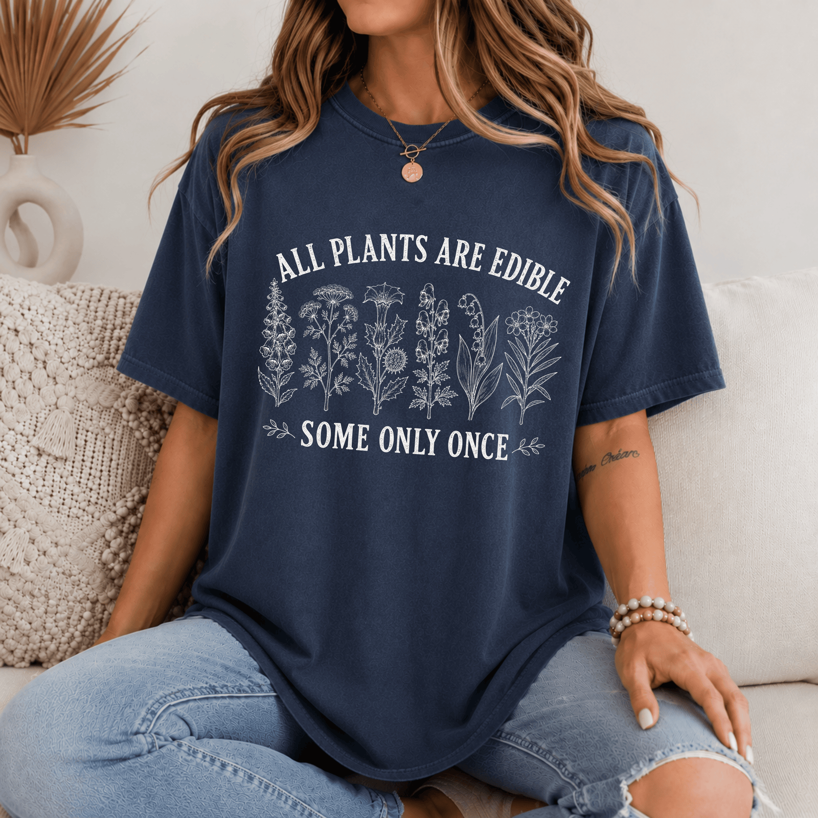 All Plants Are Edible Some Only Once Shirt, Funny Plant Lover Tee, Cottagecore Botanical Shirt, Gardener Gift, Comfort Colors Graphic Tee