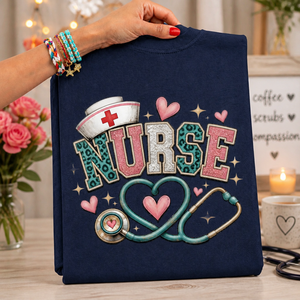 Nurse Leopard Glitter Tee - 4 Colors