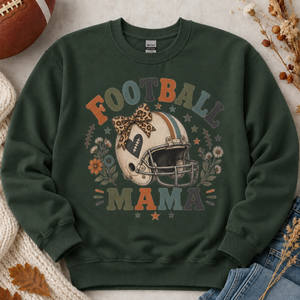 Football Mama Sweatshirt, Football Mom Game Day Crewneck, Retro Football Sweatshirt, Leopard Bow Football Mom Gift