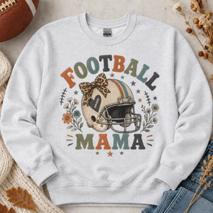 Football Mama Sweatshirt, Football Mom Game Day Crewneck, Retro Football Sweatshirt, Leopard Bow Football Mom Gift