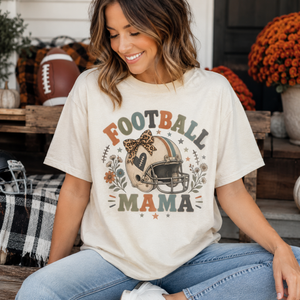 Football Mama Shirt, Football Mom Game Day Tee, Retro Football Shirt, Leopard Bow Football Mom, Comfort Colors Tee