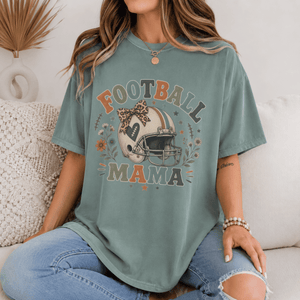 Football Mama Shirt, Football Mom Game Day Tee, Retro Football Shirt, Leopard Bow Football Mom, Comfort Colors Tee