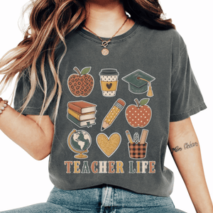 Teacher Life Stacked Icons Tee - 6 Colors