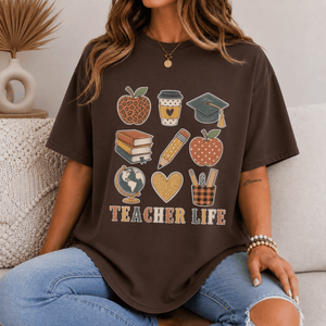 Teacher Life Stacked Icons Tee - 6 Colors