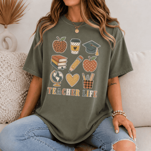 Teacher Life Stacked Icons Tee - 6 Colors