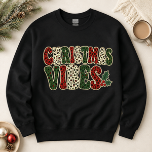 Leopard Christmas Vibes Crewneck Sweatshirt - 5 Colors