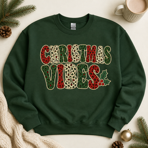 Leopard Christmas Vibes Crewneck Sweatshirt - 5 Colors