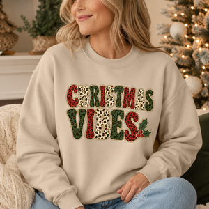 Leopard Christmas Vibes Crewneck Sweatshirt - 5 Colors