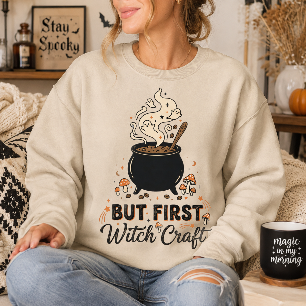 But First Witch Craft Halloween Crewneck Sweatshirt - 4 Colors