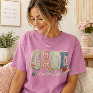 Care Nurse Life Faux Patch Tee - 6 Colors