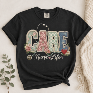 Care Nurse Life Faux Patch Tee - 6 Colors