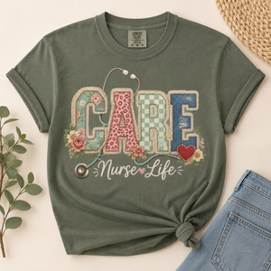 Care Nurse Life Faux Patch Tee - 6 Colors