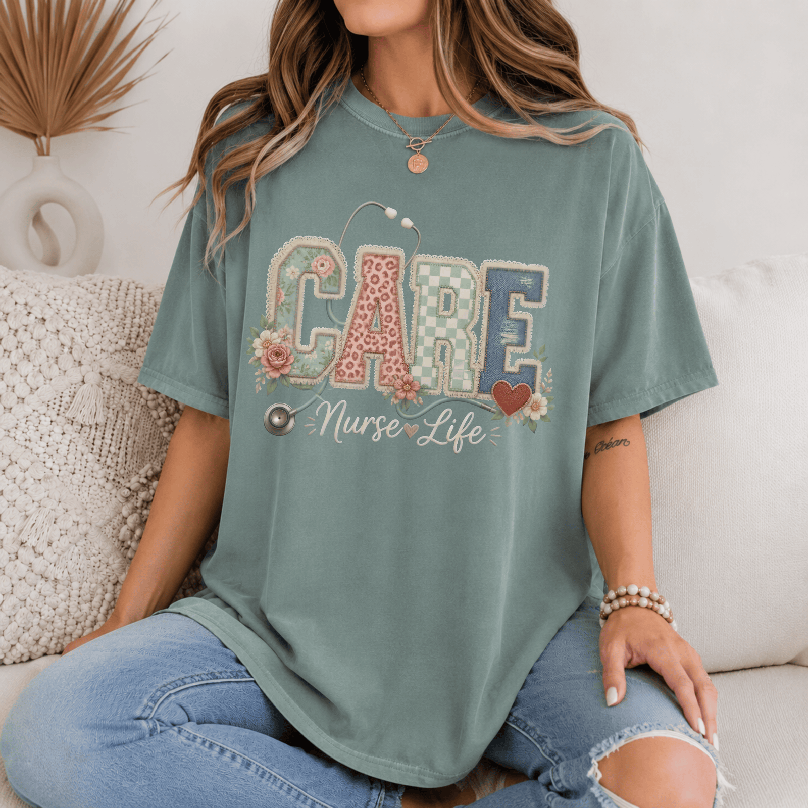 Care Nurse Life Faux Patch Tee - 6 Colors