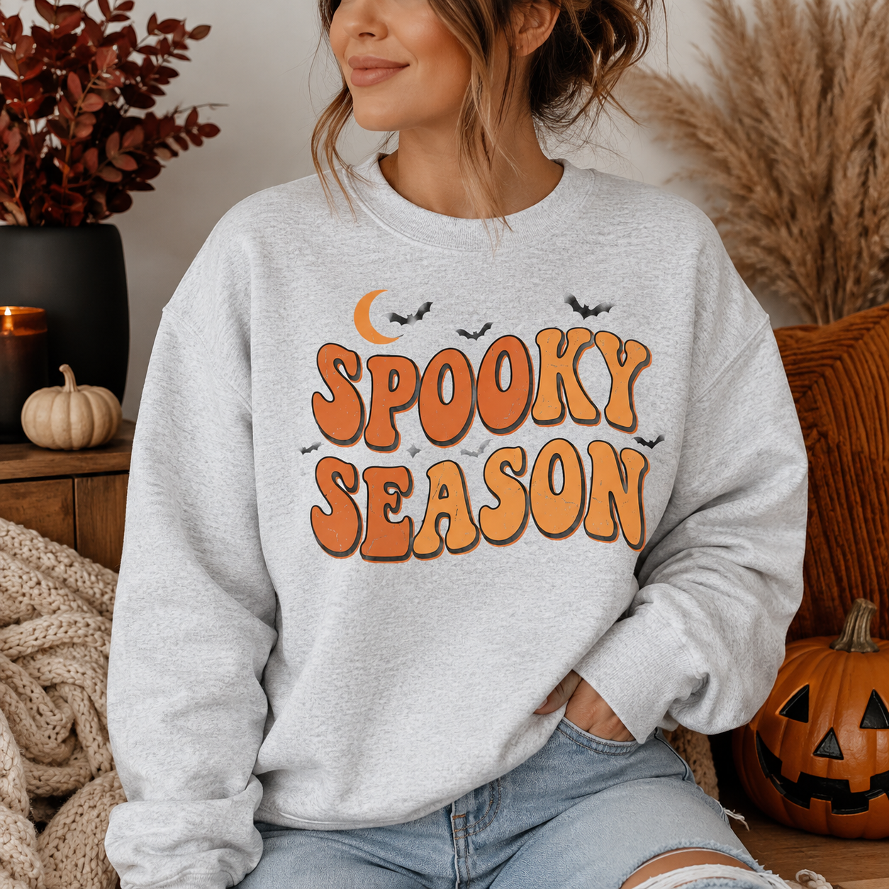 Retro Spooky Season Crewneck Sweatshirt - 4 Colors
