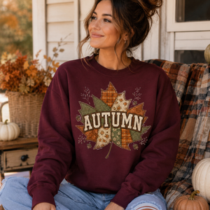 Autumn Patchwork Leaf Crewneck Sweatshirt - 5 Colors