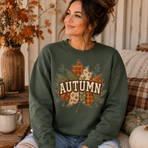 Autumn Patchwork Leaf Crewneck Sweatshirt - 5 Colors