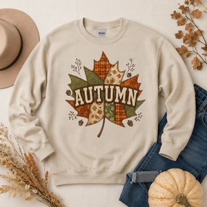 Autumn Patchwork Leaf Crewneck Sweatshirt - 5 Colors