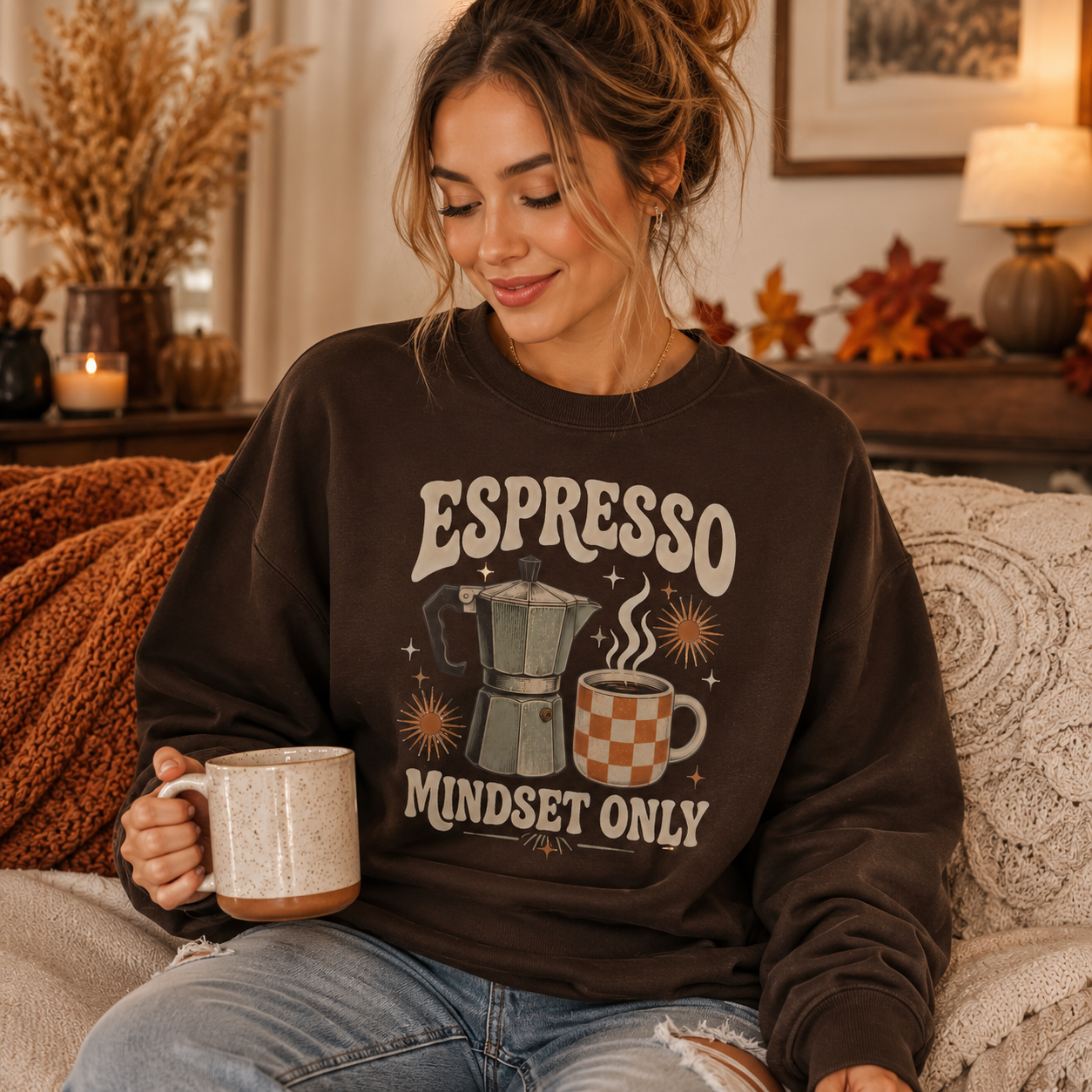 Espresso Mindset Only Crewneck Sweatshirt - 5 Colors
