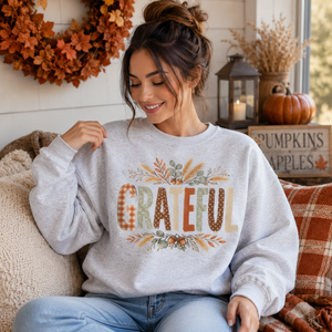 Grateful Pattern Patchwork Crewneck Sweatshirt - 5 Colors