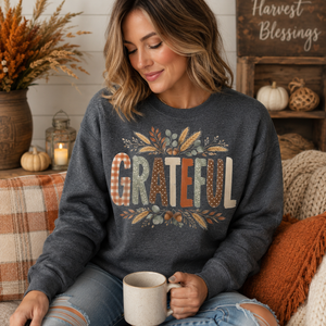 Grateful Pattern Patchwork Crewneck Sweatshirt - 5 Colors