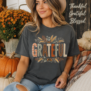 Grateful Pattern Patchwork Tee - 5 Colors
