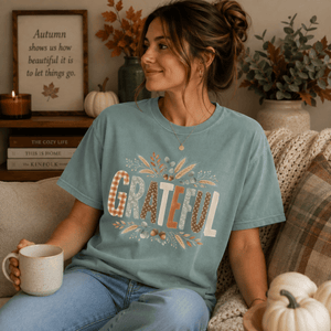 Grateful Pattern Patchwork Tee - 5 Colors