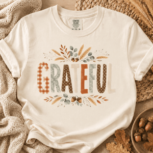 Grateful Pattern Patchwork Tee - 5 Colors