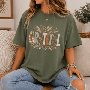 Grateful Pattern Patchwork Tee - 5 Colors