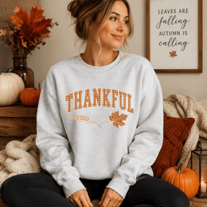 Herringbone Thankful Fall Crewneck Sweatshirt - 6 Colors