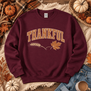 Herringbone Thankful Fall Crewneck Sweatshirt - 6 Colors