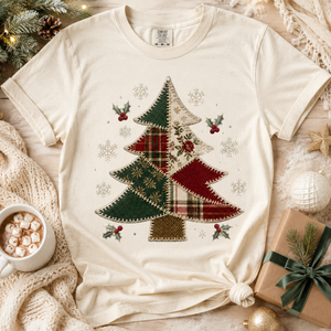 Patchwork Christmas Tree Tee - 5 Colors
