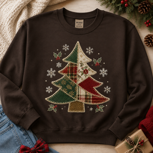 Patchwork Christmas Tree Crewneck Sweatshirt - 5 Colors