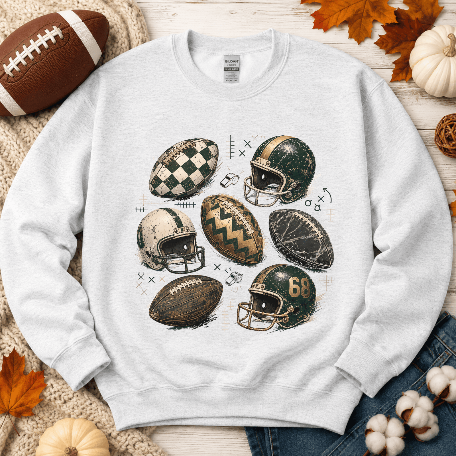 Retro Football Crewneck Sweatshirt - 5 Colors