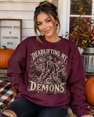 Deadlifting My Demons Crewneck Sweatshirt - 7 Colors