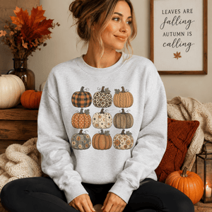 Fall Pumpkin Stack Crewneck Sweatshirt - 6 Colors