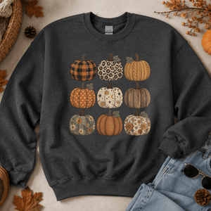 Fall Pumpkin Stack Crewneck Sweatshirt - 6 Colors