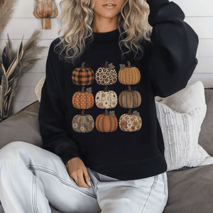Fall Pumpkin Stack Crewneck Sweatshirt - 6 Colors