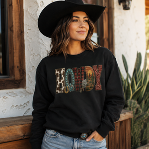Western Howdy Pattern Crewneck Sweatshirt - 5 Colors