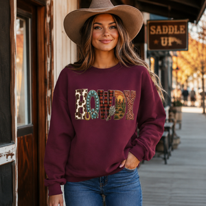 Western Howdy Pattern Crewneck Sweatshirt - 5 Colors