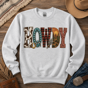 Western Howdy Pattern Crewneck Sweatshirt - 5 Colors