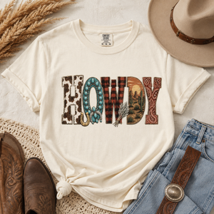 Howdy Western Pattern Tee - 5 Colors - STB Boutique